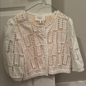 ba&sh Women's White Lace Jacket